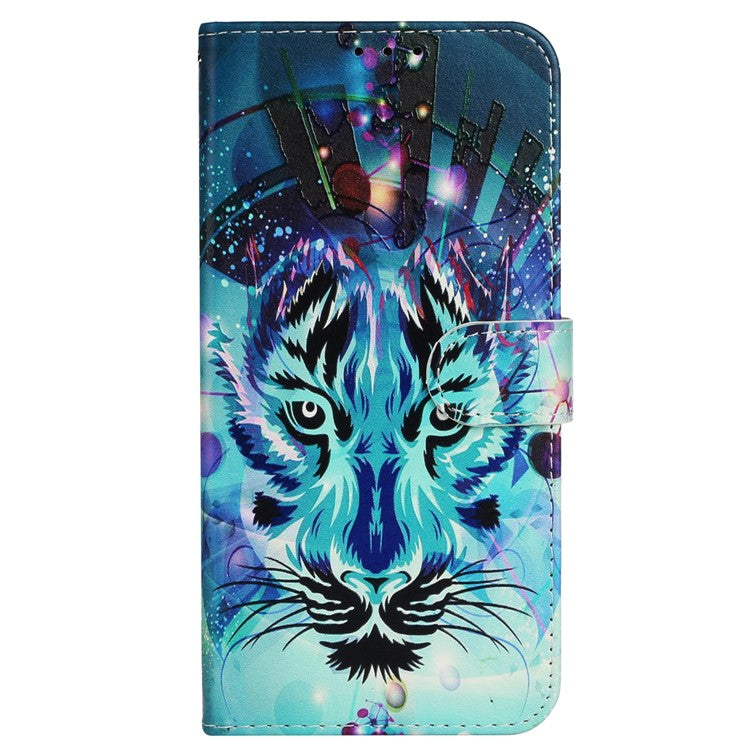 For iPhone 16 Plus Case Pattern Design Flip Leather Phone Cover with Strap - Wolf
