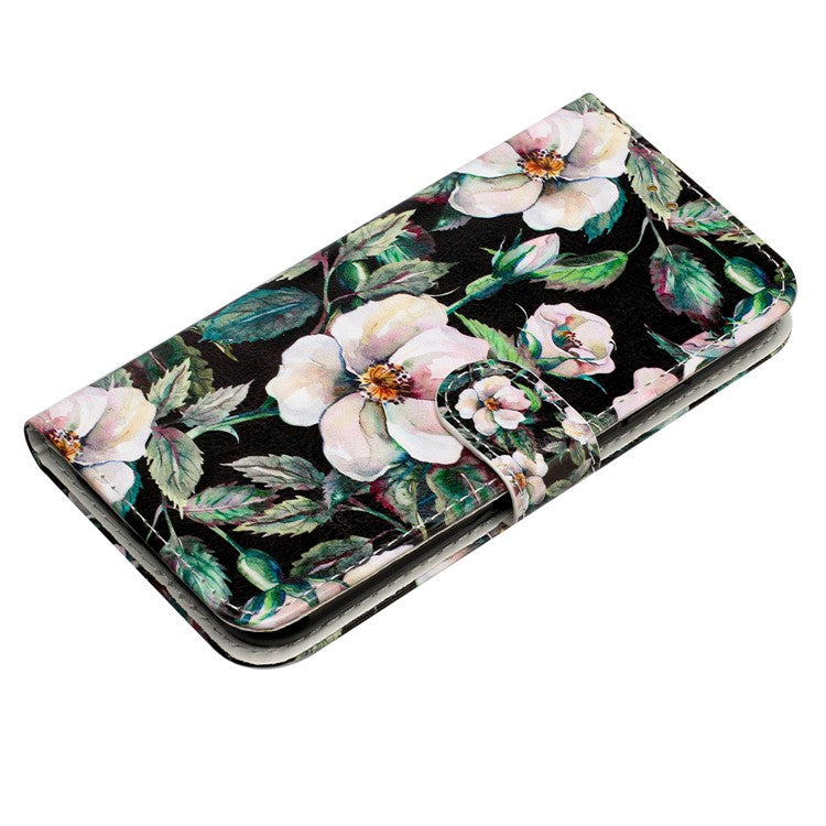 For iPhone 16 Plus Leather Case Pattern Printed Wallet Flip Phone Cover - Magnolia
