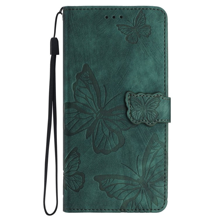 For iPhone 16 Plus Case Butterfly Flip Stand PU Leather Phone Cover - Green