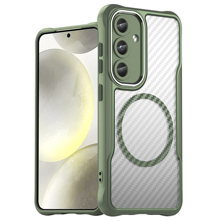 For Samsung Galaxy S24 Case Compatible with MagSafe TPU+PC Drop-Proof Magnetic Phone Cover - Green