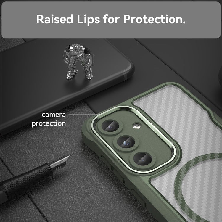 For Samsung Galaxy S24 Case Compatible with MagSafe TPU+PC Drop-Proof Magnetic Phone Cover - Green