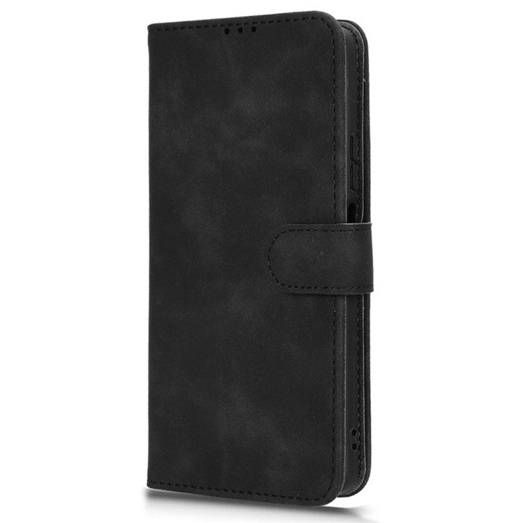 For TECNO Pova 6 Neo Case Skin-Touch Leather Wallet Stand Anti-Drop Phone Cover - Black