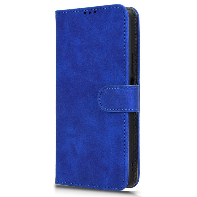 For TECNO Pova 6 Neo Case Skin-touch Leather Wallet Stand Anti-Drop Phone Cover - Blue