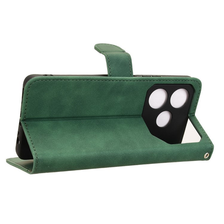 For TECNO Pova 6 Neo Case Skin-touch Leather Wallet Stand Anti-Drop Phone Cover - Green