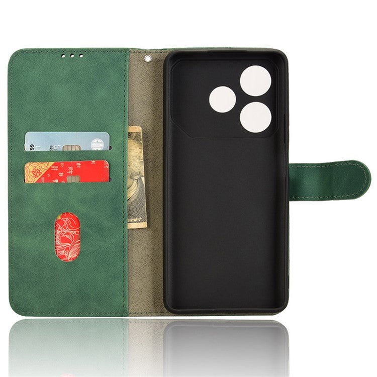For TECNO Pova 6 Neo Case Skin-touch Leather Wallet Stand Anti-Drop Phone Cover - Green