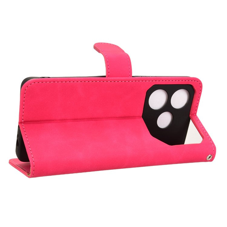 For TECNO Pova 6 Neo Case Skin-touch Leather Wallet Stand Anti-Drop Phone Cover - Rose