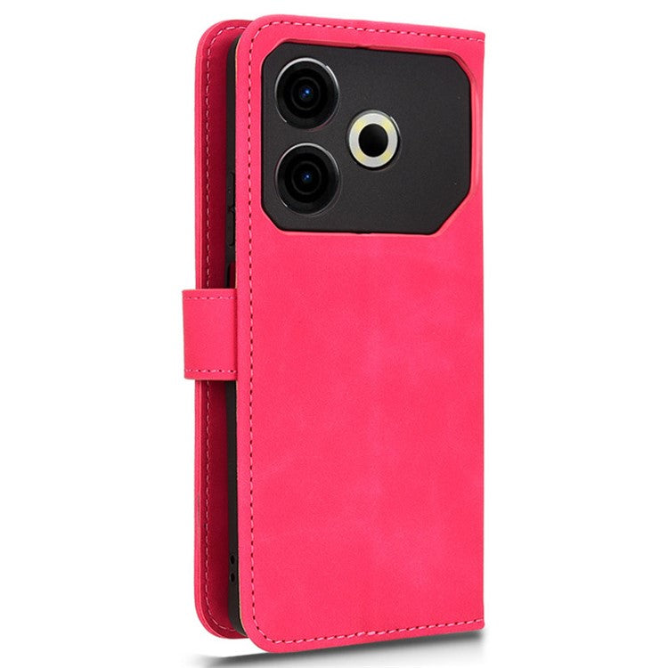 For TECNO Pova 6 Neo Case Skin-touch Leather Wallet Stand Anti-Drop Phone Cover - Rose