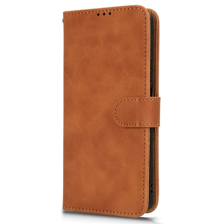For TECNO Pova 6 Neo Case Skin-touch Leather Wallet Stand Anti-Drop Phone Cover - Brown