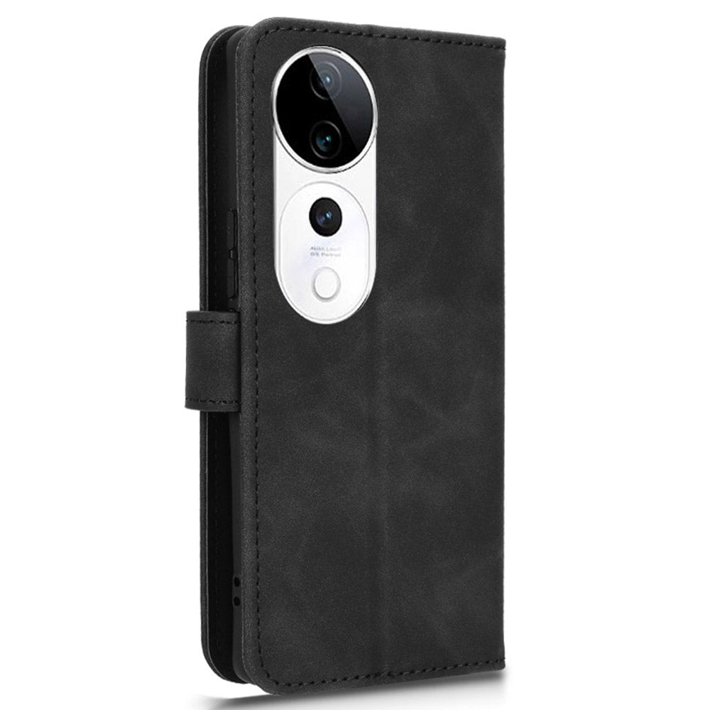 For vivo S19 Pro 5G / V40 5G Case Full Protection Leather Wallet Stand Anti-Fall Phone Cover - Black