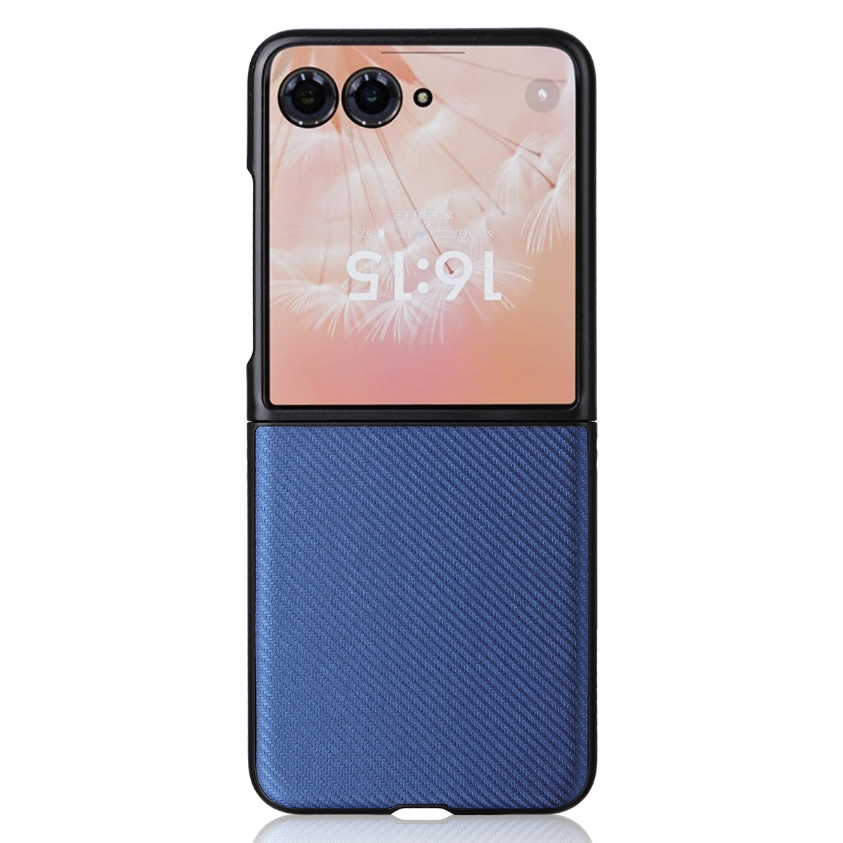 For Motorola Razr 50 Ultra 5G Case Carbon Fiber Texture PU Leather+PC Anti-shock Phone Cover - Blue