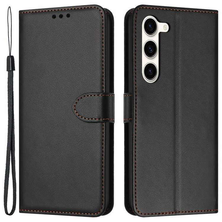 For Samsung Galaxy S23+ Phone Case Anti-Drop Stand Leather Wallet Cover - Black