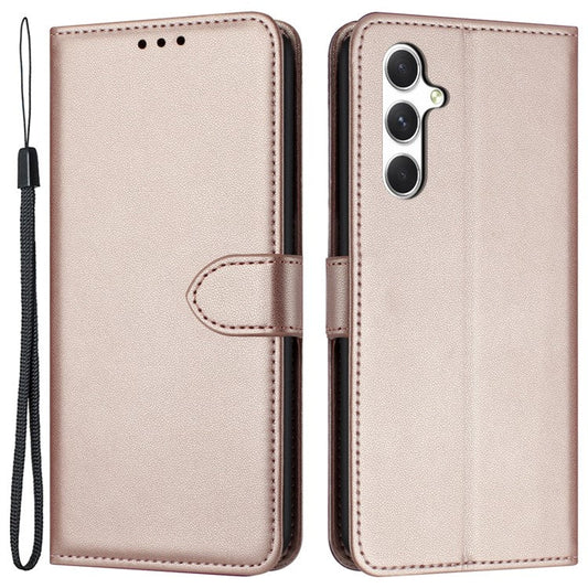 For Samsung Galaxy A15 4G / 5G Shockproof Case Leather Wallet Stand Phone Cover - Rose Gold