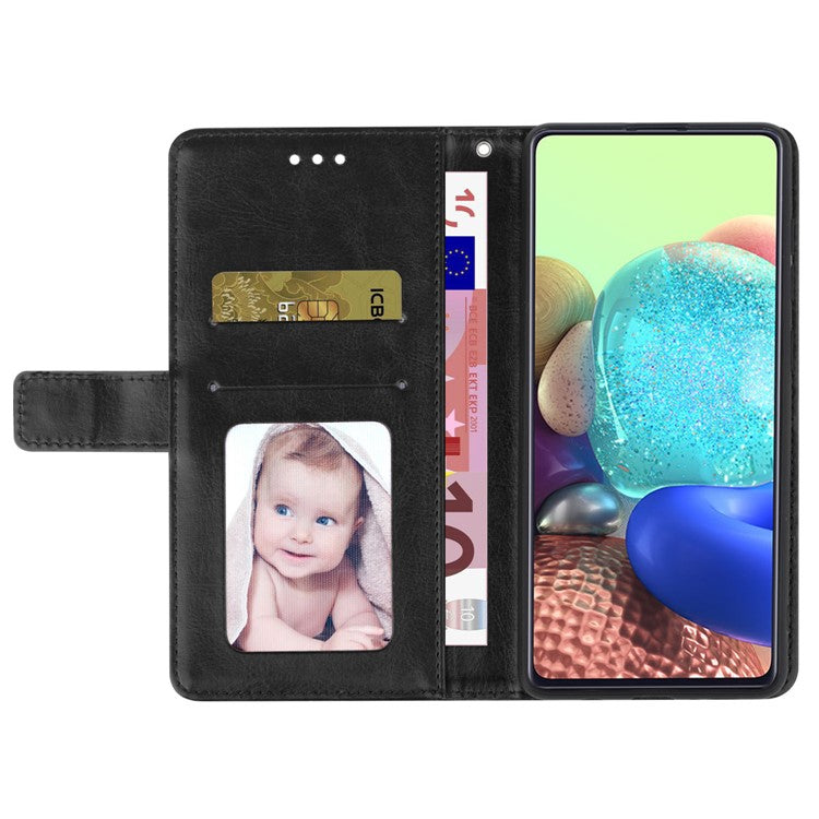 For Samsung Galaxy M35 5G Case with Wrist Strap Y Shaped Lines Imprint Leather Phone Cover - Black