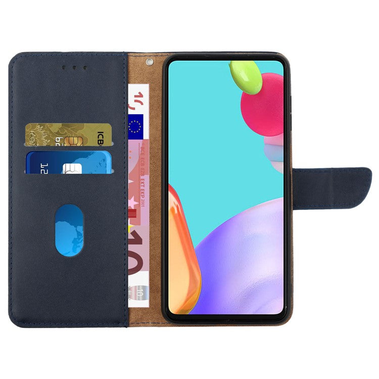 HT02 For Samsung Galaxy M35 5G Case Genuine Cow Leather Flip Wallet Phone Cover - Blue