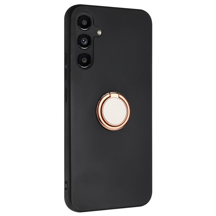 For Samsung Galaxy M35 5G Case Ring Kickstand Matte Soft TPU Phone Cover - Rose Gold