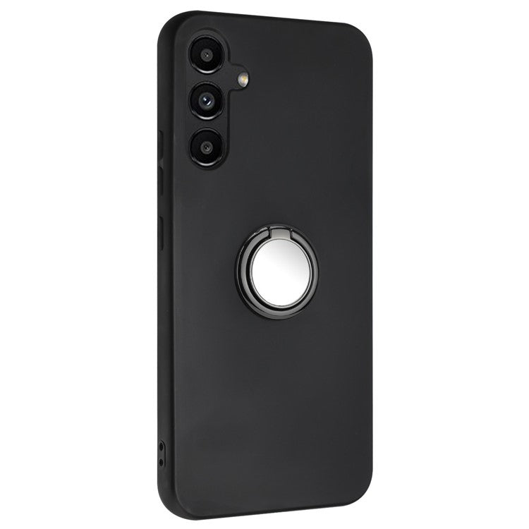 For Samsung Galaxy M35 5G Case Ring Kickstand Matte Soft TPU Phone Cover - Black