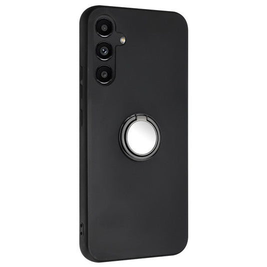 For Samsung Galaxy M35 5G Case Ring Kickstand Matte Soft TPU Phone Cover - Black