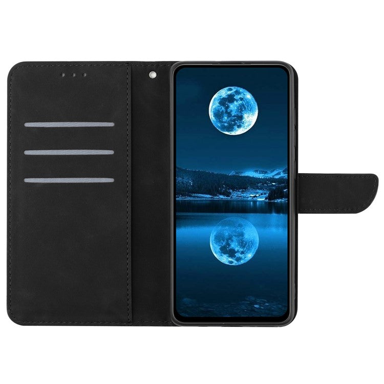 HT05 For Samsung Galaxy M35 5G Case Skin-touch Lines PU Leather Phone Cover - Black