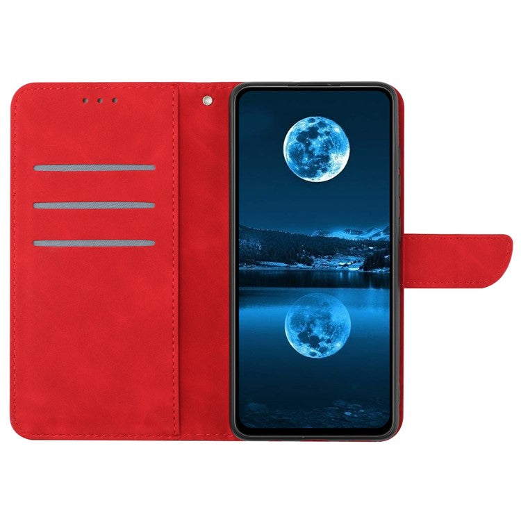 HT05 For Samsung Galaxy M35 5G Case Skin-touch Lines PU Leather Phone Cover - Red