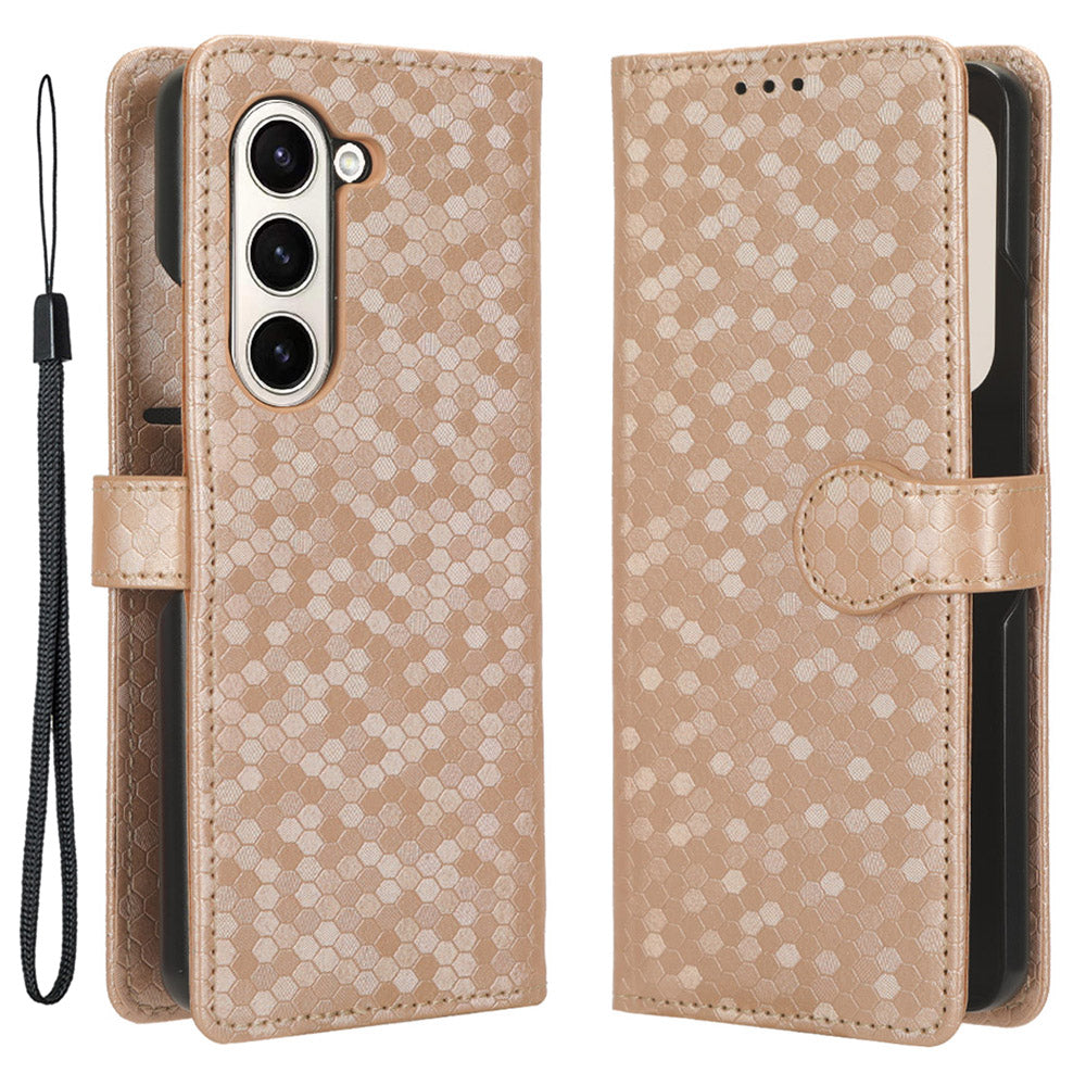 For Samsung Galaxy Z Fold6 5G Wallet Case Dot Pattern PU Leather Phone Cover - Rose Gold
