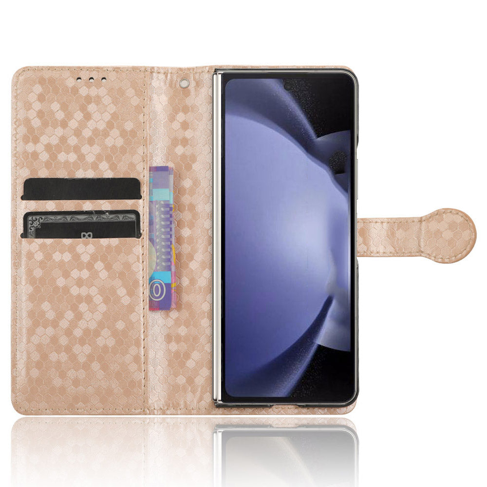 For Samsung Galaxy Z Fold6 5G Wallet Case Dot Pattern PU Leather Phone Cover - Rose Gold