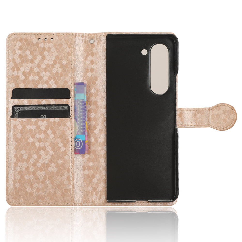 For Samsung Galaxy Z Fold6 5G Wallet Case Dot Pattern PU Leather Phone Cover - Rose Gold