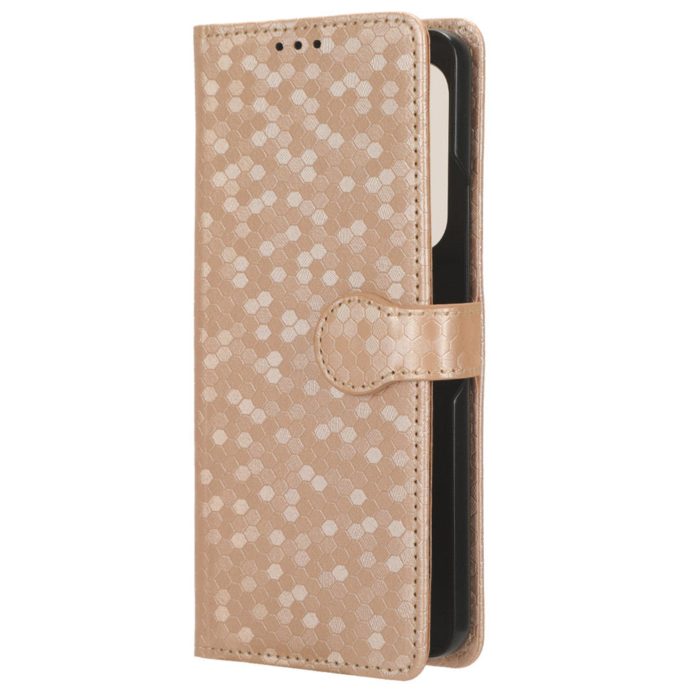 For Samsung Galaxy Z Fold6 5G Wallet Case Dot Pattern PU Leather Phone Cover - Rose Gold