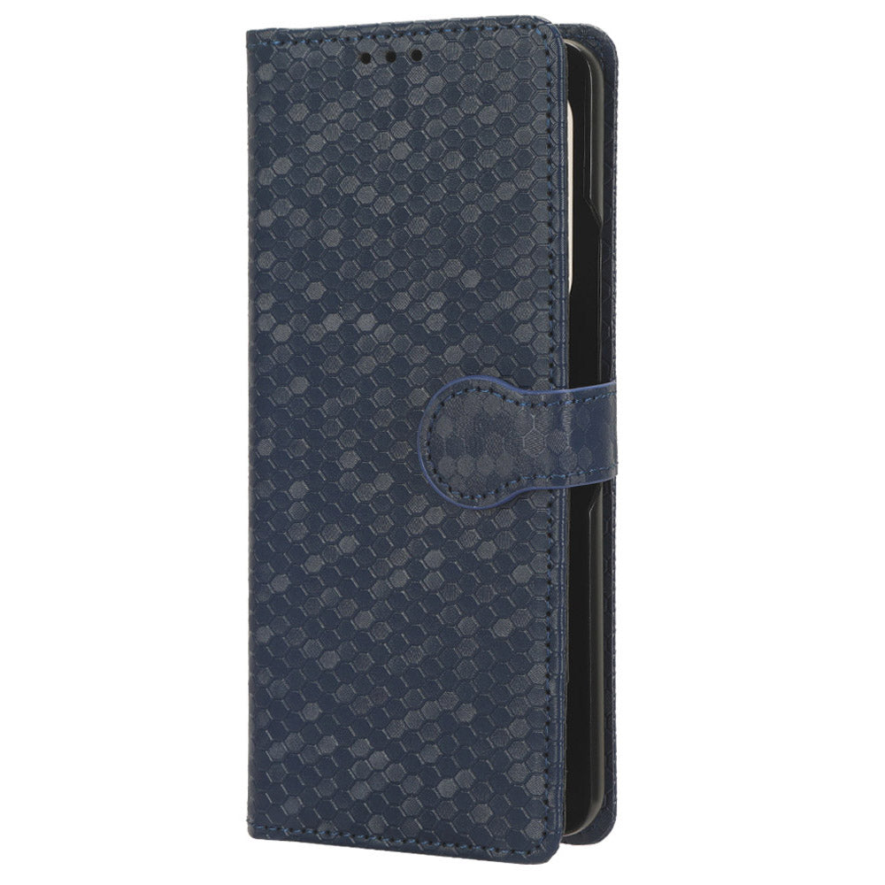 For Samsung Galaxy Z Fold6 5G Wallet Case Dot Pattern PU Leather Phone Cover - Dark Blue
