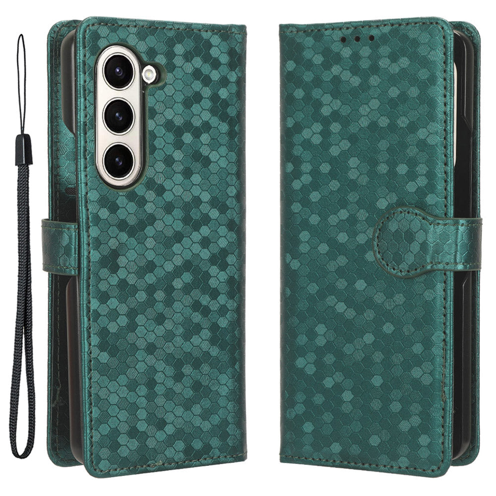 For Samsung Galaxy Z Fold6 5G Wallet Case Dot Pattern PU Leather Phone Cover - Green