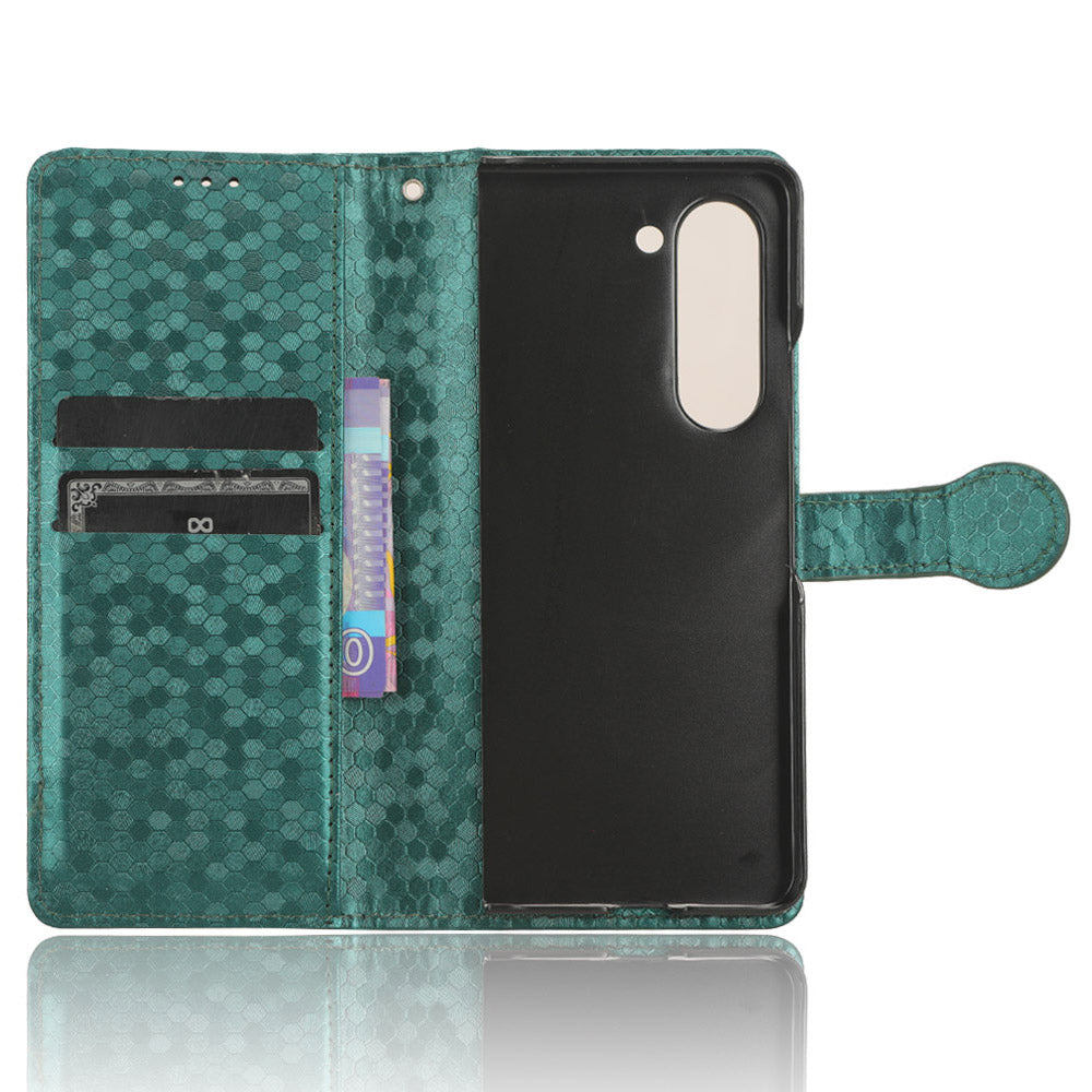 For Samsung Galaxy Z Fold6 5G Wallet Case Dot Pattern PU Leather Phone Cover - Green