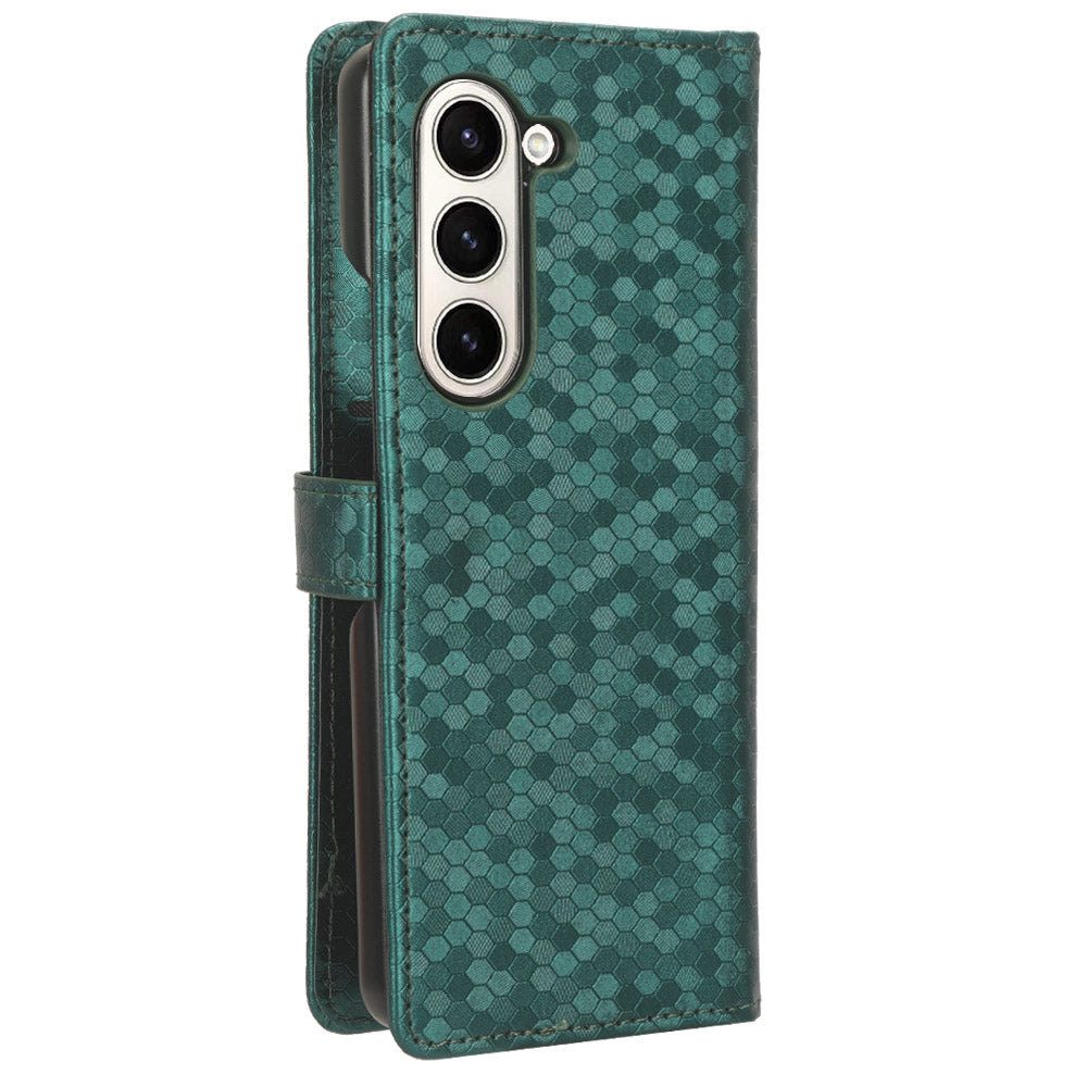 For Samsung Galaxy Z Fold6 5G Wallet Case Dot Pattern PU Leather Phone Cover - Green