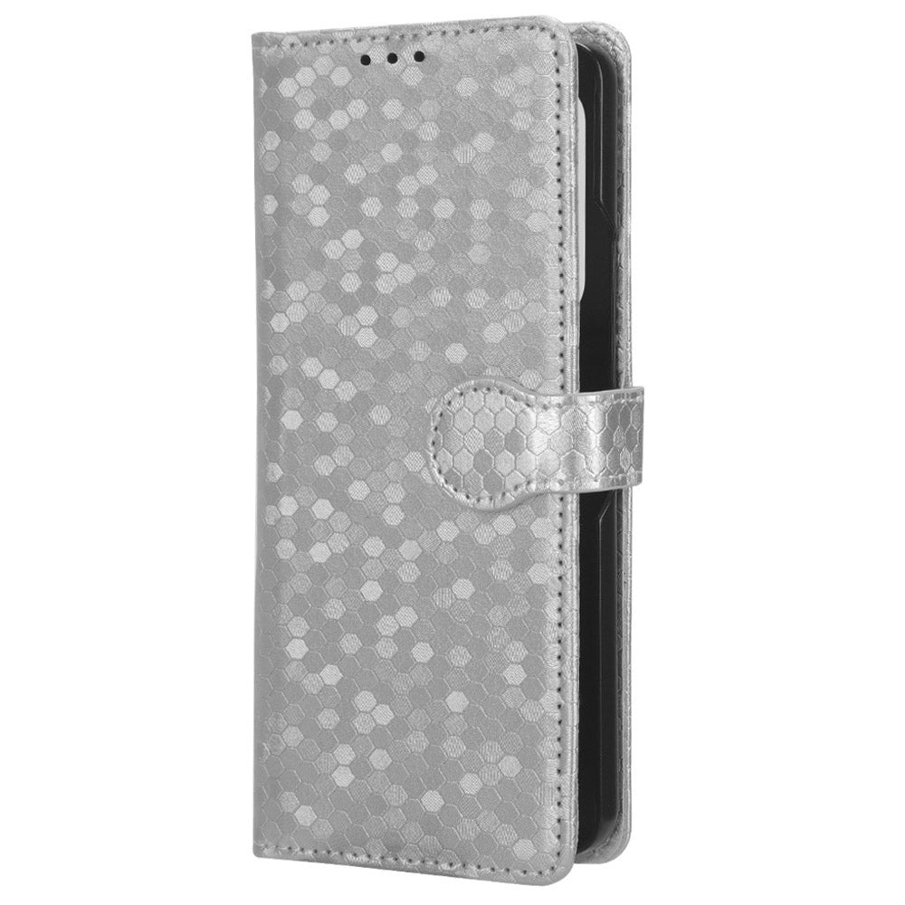 For Samsung Galaxy Z Fold6 5G Wallet Case Dot Pattern PU Leather Phone Cover - Silver