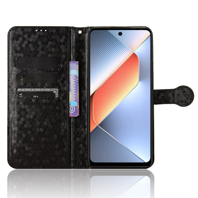 For TECNO Pova 6 Neo Case PU Leather Wallet Phone Cover with Dot Pattern Imprint - Black