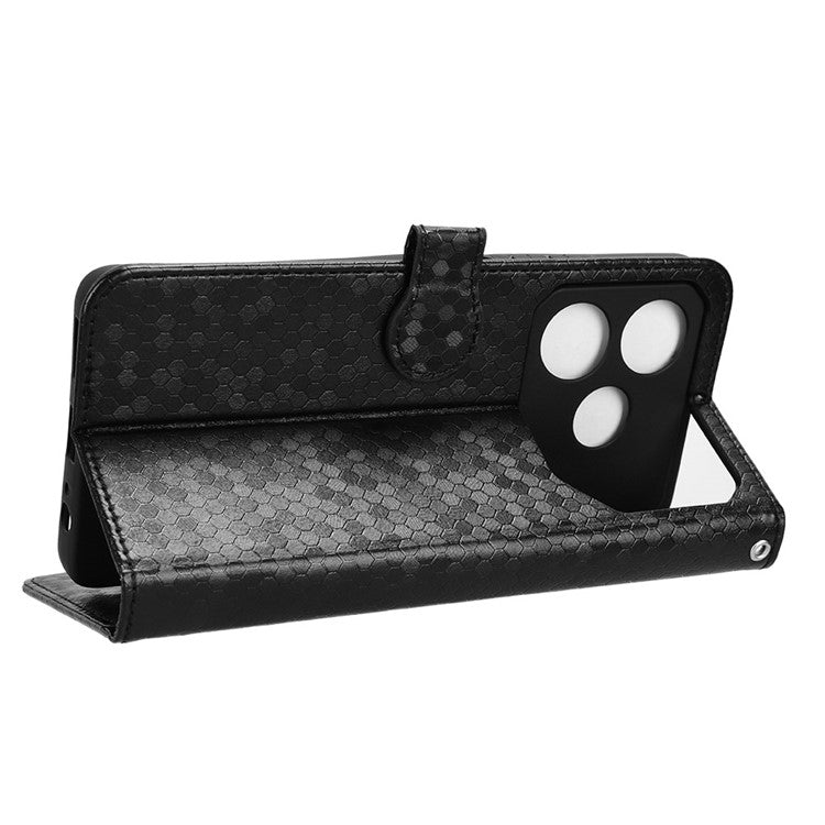 For TECNO Pova 6 Neo Case PU Leather Wallet Phone Cover with Dot Pattern Imprint - Black