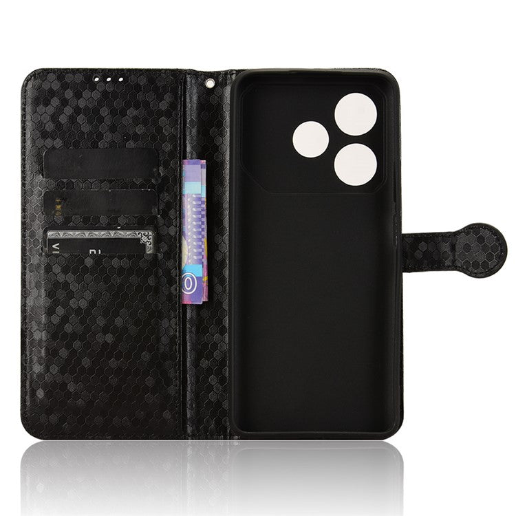 For TECNO Pova 6 Neo Case PU Leather Wallet Phone Cover with Dot Pattern Imprint - Black