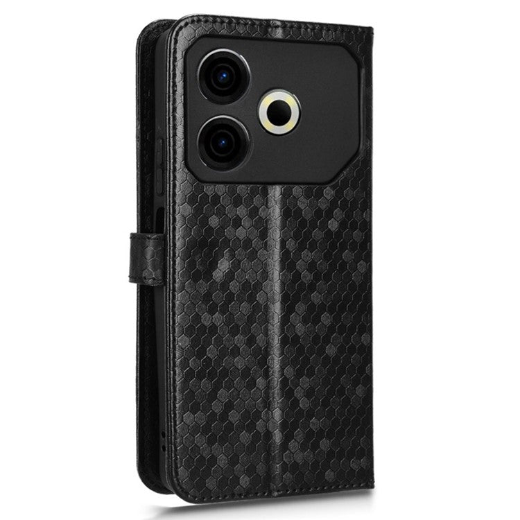 For TECNO Pova 6 Neo Case PU Leather Wallet Phone Cover with Dot Pattern Imprint - Black