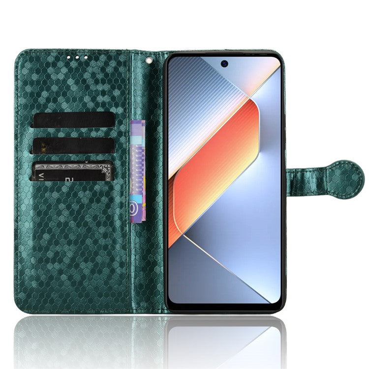 For TECNO Pova 6 Neo Case PU Leather Wallet Phone Cover with Dot Pattern Imprint - Green
