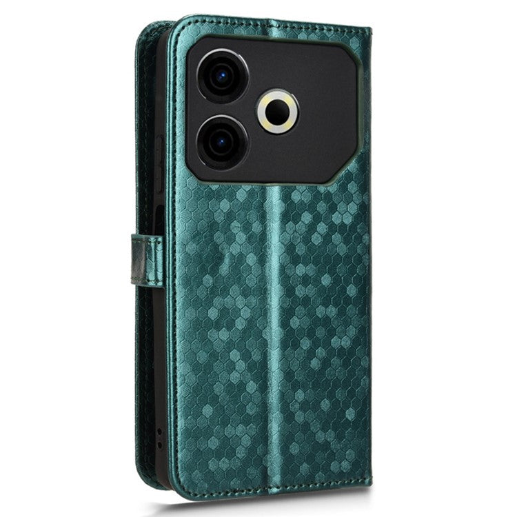 For TECNO Pova 6 Neo Case PU Leather Wallet Phone Cover with Dot Pattern Imprint - Green