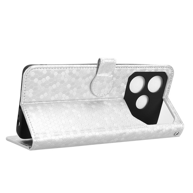 For TECNO Pova 6 Neo Case PU Leather Wallet Phone Cover with Dot Pattern Imprint - Silver