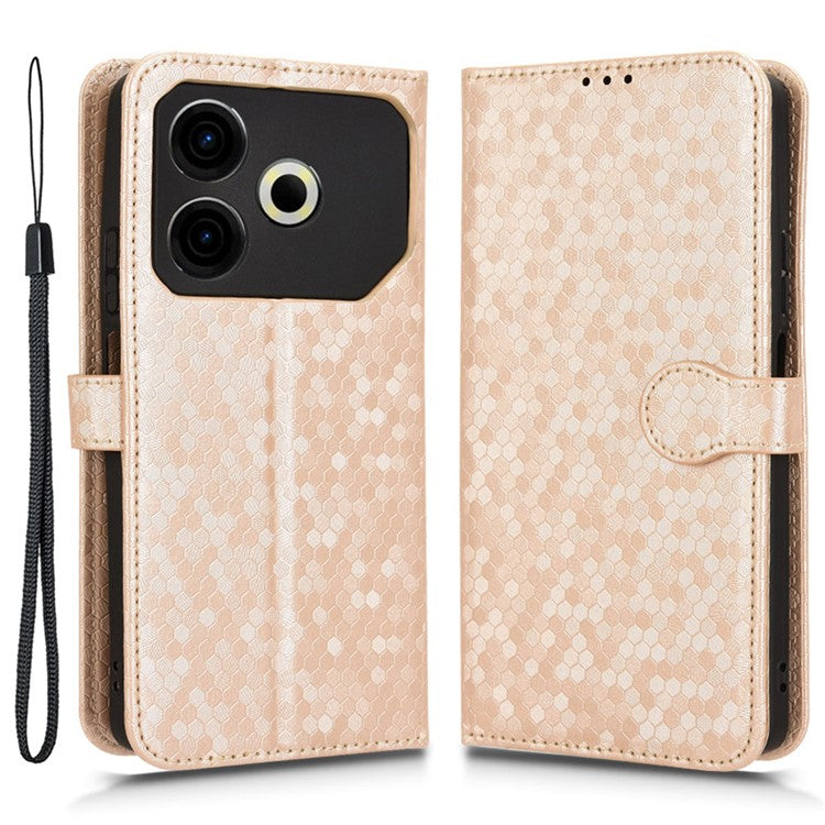 For TECNO Pova 6 Neo Case PU Leather Wallet Phone Cover with Dot Pattern Imprint - Rose Gold