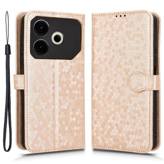 For TECNO Pova 6 Neo Case PU Leather Wallet Phone Cover with Dot Pattern Imprint - Rose Gold