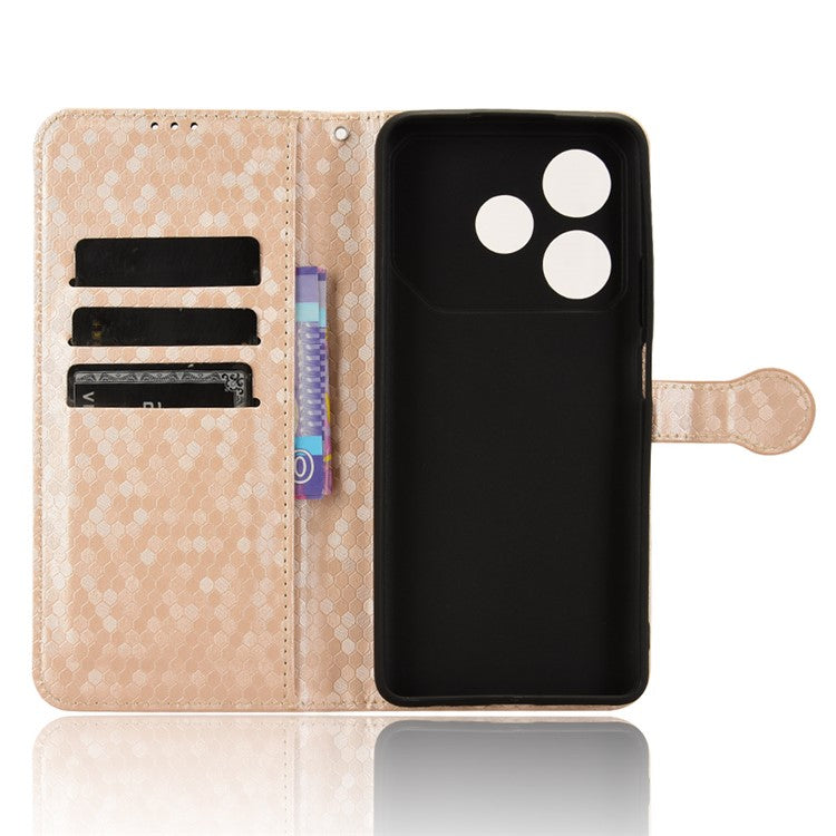 For TECNO Pova 6 Neo Case PU Leather Wallet Phone Cover with Dot Pattern Imprint - Rose Gold