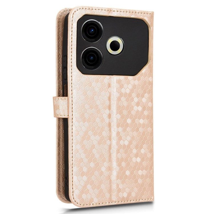For TECNO Pova 6 Neo Case PU Leather Wallet Phone Cover with Dot Pattern Imprint - Rose Gold