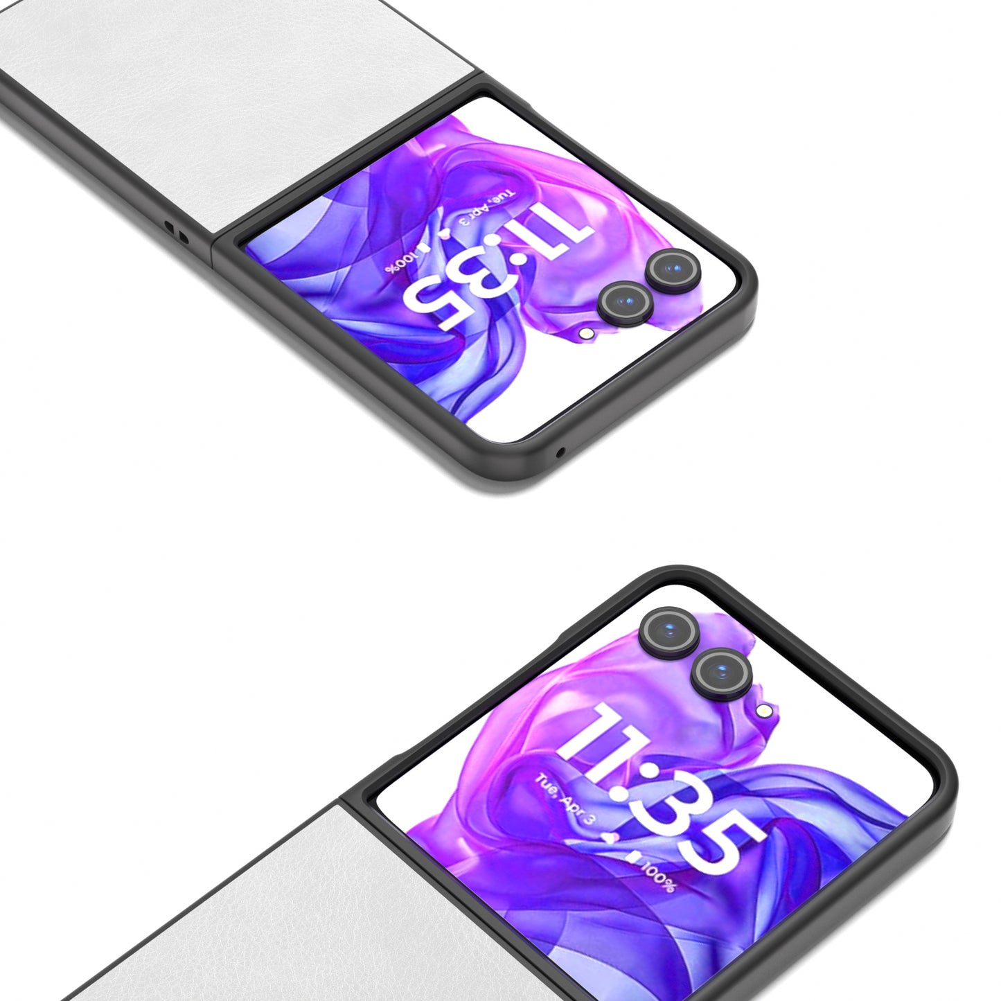 ABEEL For Motorola Razr 50 Ultra 5G Case Litchi Texture PU Leather+PC Phone Cover - White