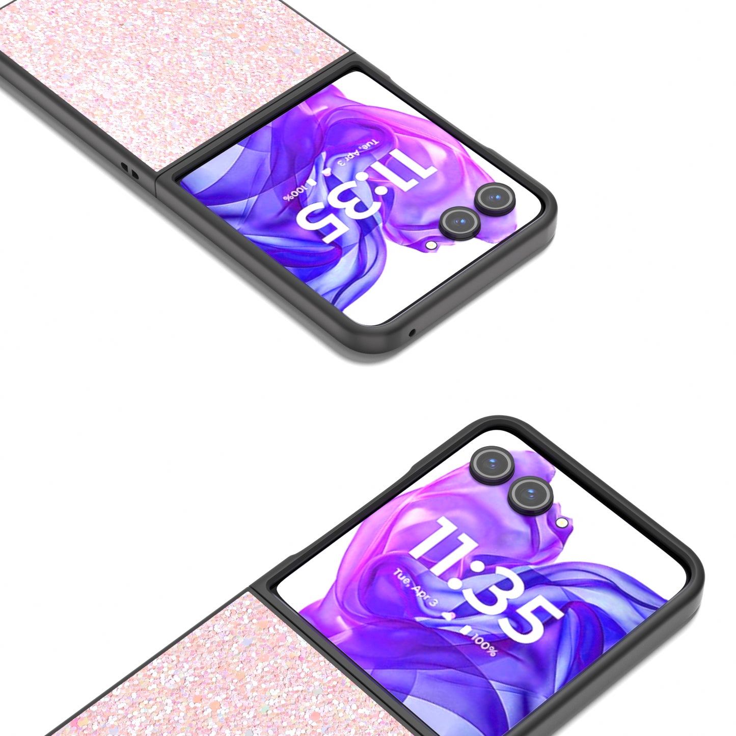 ABEEL For Motorola Razr 50 Ultra 5G Case Glitter PU Covered PC Phone Shell - Pink