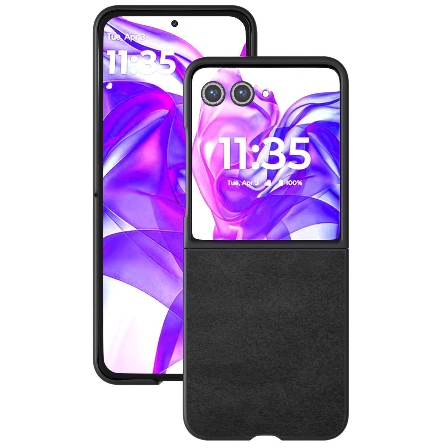 ABEEL For Motorola Razr 50 Ultra 5G Case Cowhide Texture Anti-Drop PU+PC Phone Cover - Black