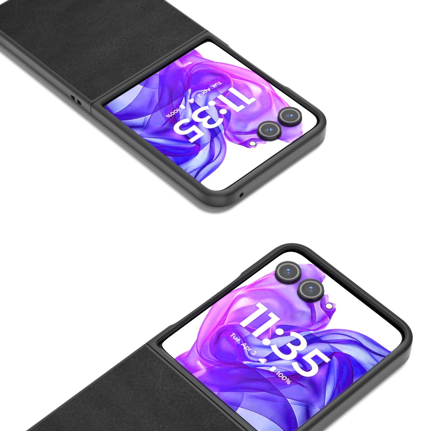 ABEEL For Motorola Razr 50 Ultra 5G Case Cowhide Texture Anti-Drop PU+PC Phone Cover - Black