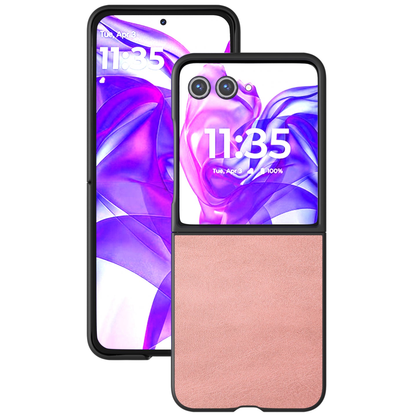 ABEEL For Motorola Razr 50 Ultra 5G Case Cowhide Texture Anti-Drop PU+PC Phone Cover - Pink