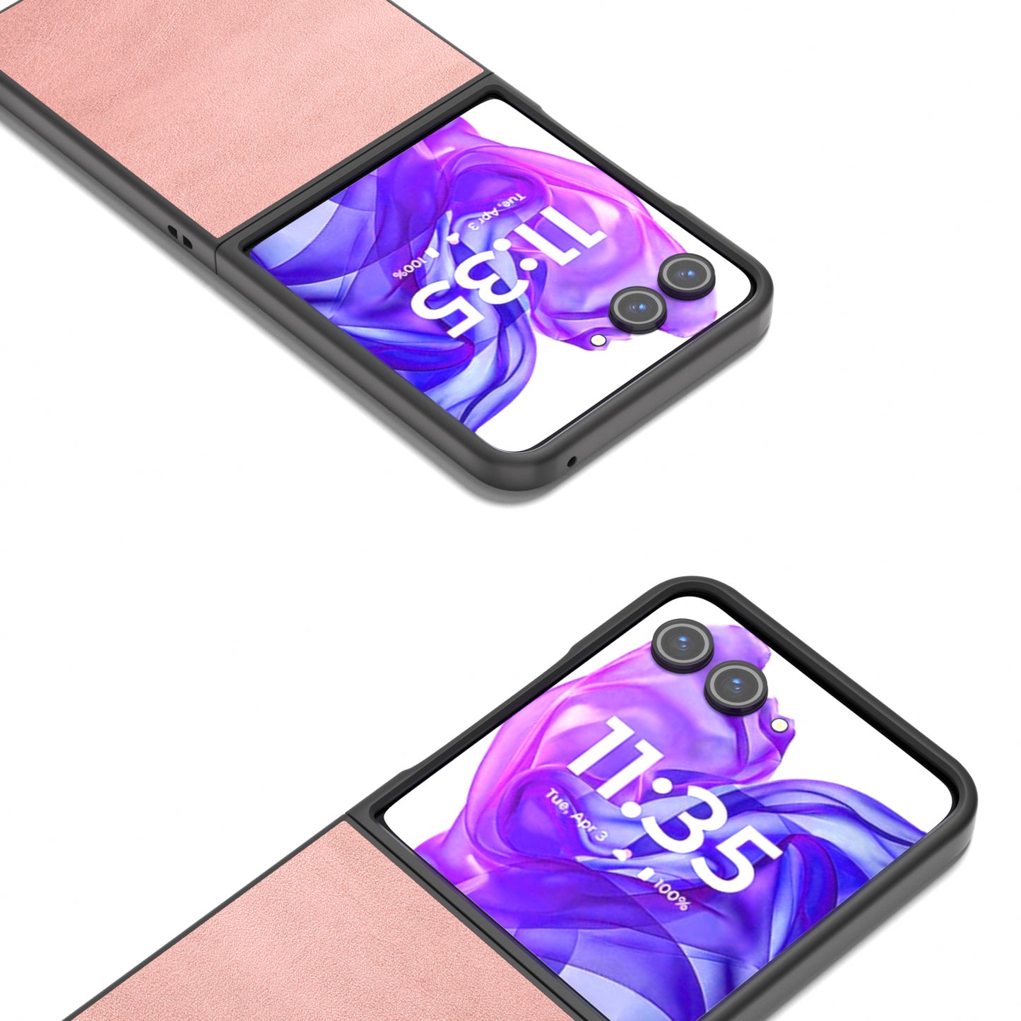 ABEEL For Motorola Razr 50 Ultra 5G Case Cowhide Texture Anti-Drop PU+PC Phone Cover - Pink