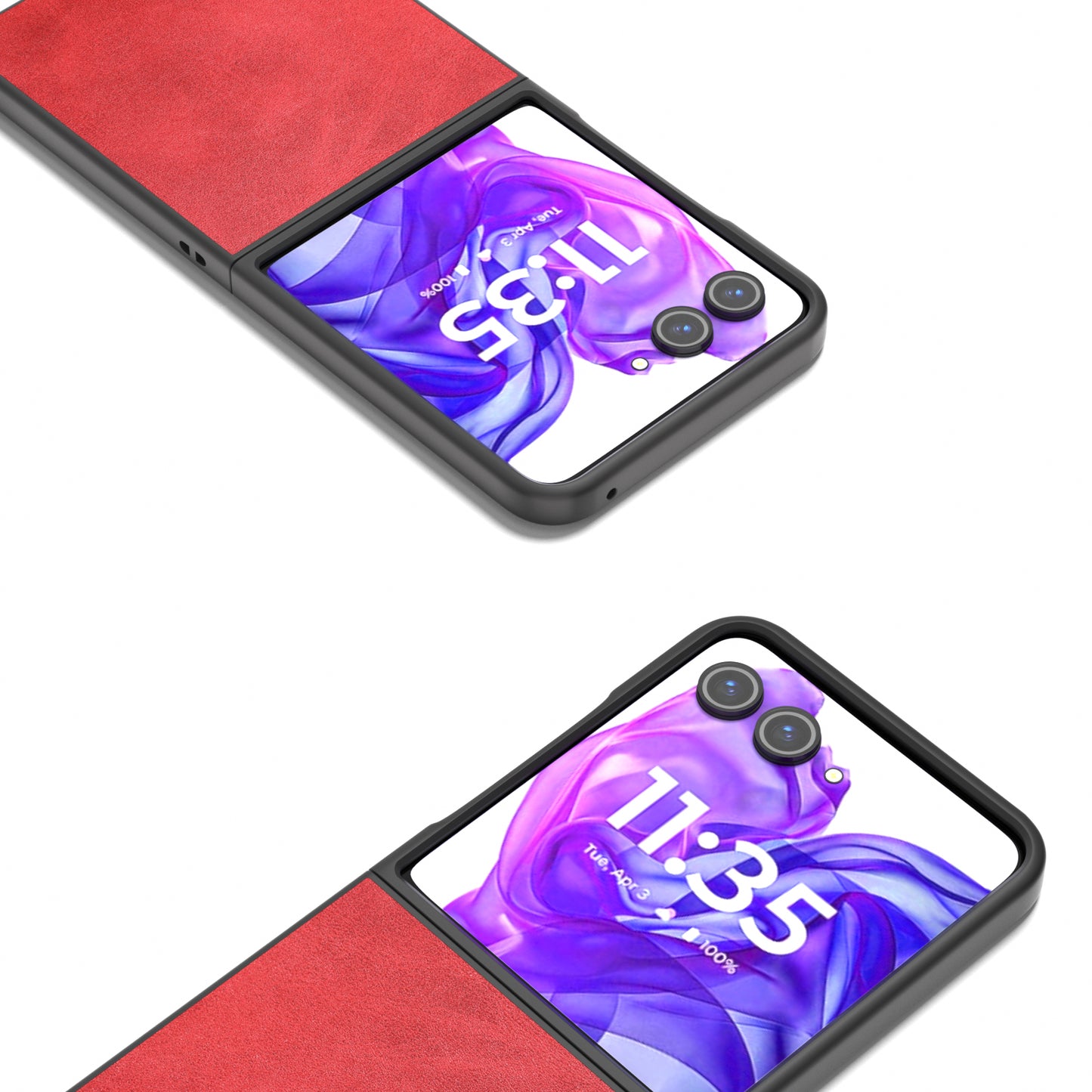 ABEEL For Motorola Razr 50 Ultra 5G Case Cowhide Texture Anti-Drop PU+PC Phone Cover - Red